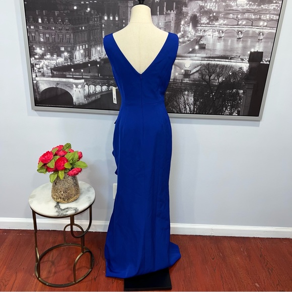 Eliza J Sleeveless Cascading Ruffle Front Gown - Blue - New With Tag - Reemoly - Picture 11 of 16